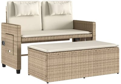 Tuinbank – Tuinbankjes weerbestendig - Tuinbanken - Loungebank - Balkon Set - Buitenbank - Beige - 2 personen - Staal