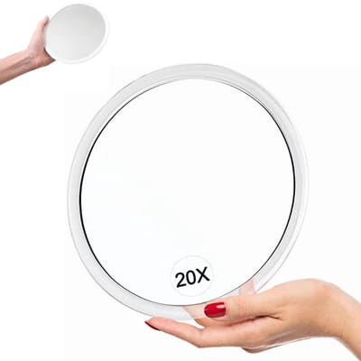 20X vergrotende spiegel met zuignappen -15cm- Perfect voor make-upspiegel - Pincet - Mee-eter en vlekken verwijderen - Wenkbrauwen plukken - Ideaal voor thuis en op reis - Zie details duidelijk