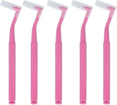 Interdentale Borstels - Tandenstokers Floss - Mondhygiëne Verbeteren - Hoekige L-vorm - 10 Stuks - Roze