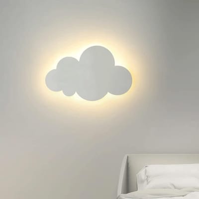 Wolkvormige wandlamp binnen, witte acryl wandlamp, 18W LED-verlichting, kinderwandlamp, decoratieve kunststijl, geschikt voor woonkamer, slaapkamer, nachtkastje (30 cm, drie standen dimmen).