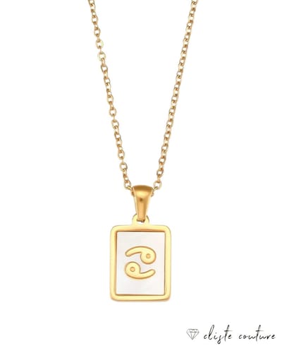 Cliste Couture - Stars Sterrenbeeld Ketting met Schelp Kreeft / Cancer - Stainless Steel met Goud Verguld - 45cm Ketting met Zodiac Hanger - Inclusief Cadeau Verpakking