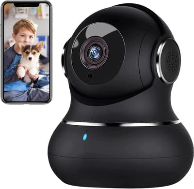 Slimme Beveiligingscamera - Binnencamera Huis - Huis in de gaten - 360 Graden Beweging - 2K Resolutie - Zwart