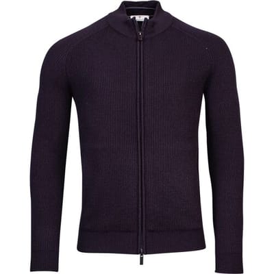 Thomas Maine Vest Ribbed Cardigan Zip Navy / male
