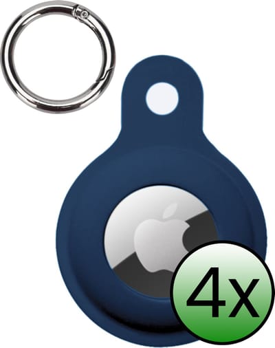 Hoesje Geschikt voor Apple AirTag 2 Hoesje Case Hoesje Geschikt voor Apple AirTag 2e generatie Sleutelhanger Siliconen Hoes - Donkerblauw - 4 Stuks