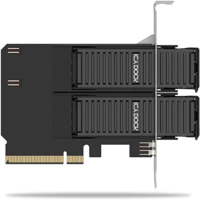 NVMe SSD Behuizing - PCIe Adapterkaart - Opslag Uitbreiden - Gereedschapsloze Installatie - 2 Bay - Zwart