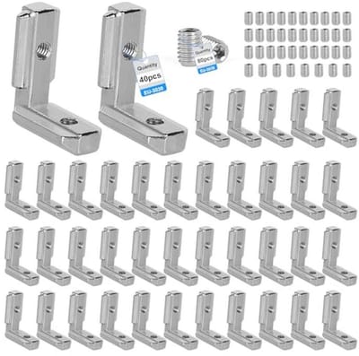 Hoekverbindingen voor Aluminium Profielen - 40 Stuks T-groef Hoekverbindingen met Schroeven