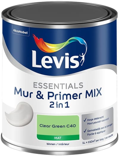 Levis - Essentials Mur & Primer Mix - Clear Green C40 - Mengverf - 1 L
