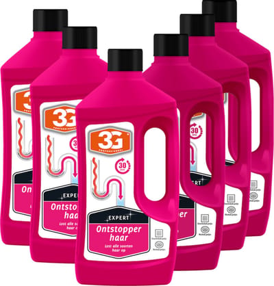 6x 3G Professioneel Expert Ontstopper haar - 1000 ml - Haarontstopper - Afvoer Ontstopper - Riool Ontstopper - Vloeibare Ontstopper - Badkamer - Doucheputje - 6-Pack