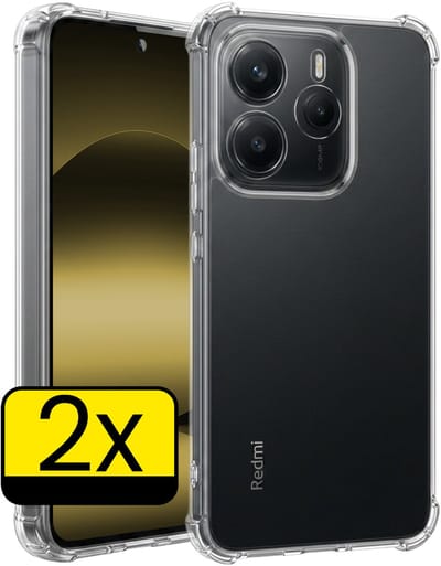 Hoesje - 2 Stuks - Geschikt voor Xiaomi Redmi Note 14 5G - Sterk & Shockproof - Siliconen Case - Back Cover - Telefoon Hoes Shock Proof - Telefoonhoesjes - Transparant