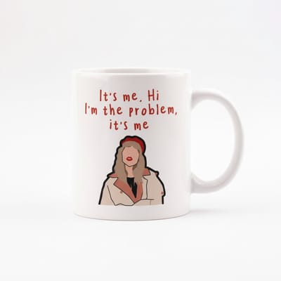 Grappige Tekst Mok 330 ml – “It’s Me, Hi, I’m the Problem, It’s Me” Koffie- & Theebeker Cadeau