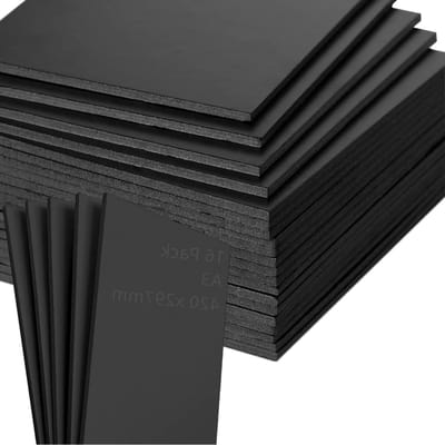 Set van 16 Zwarte Foam Borden A3, 5mm Dikke Polystyreen Plaat voor Knutselprojecten, Fotolijsten en Kunstweergave (297 x 420 mm)