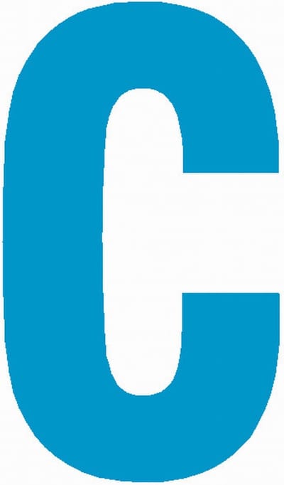 Lettersticker C 10x5cm, LICHTBLAUW plakletter, huisnummersticker, toevoeging huisnummer