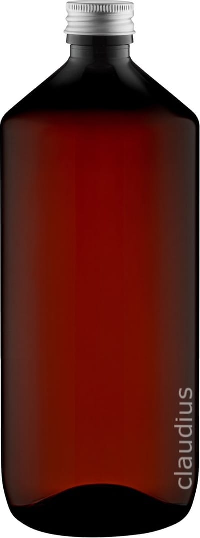 Lege Plastic Fles Apothekersfles 1 Liter PET Amber bruin - met aluminium dop - set van 10 Stuks - Navulbaar - Leeg