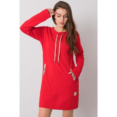 Cotton Pocket Charm Dress - Rood / S/M