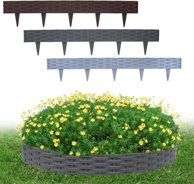 Plastic Bedrand - Tuinrand Flexibel - Net Gazon Maken - Eenvoudige Installatie - 10cm Hoog 5 Meter - Bruin