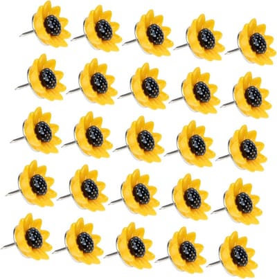 Decoratieve Punaises - Duimnagels Bloem - Kantoor Decoratie - Zonnebloem Vorm - 50 Stuks - Geel