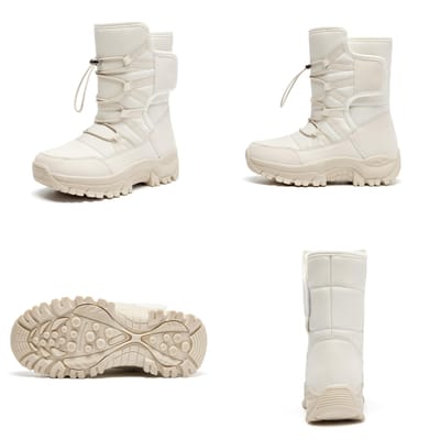 Winter Dameslaarzen Houd Warm Dames Sneeuwlaarzen Waterdicht Pluche Katoenen Schoenen Comfortabele Dames Schoenen Mode De Mujer 36 beige