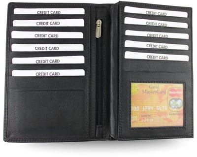 Leren Reis Portefeuille Zwart - Reisportefeuille Leer - Paspoort mapje - Rijbewijs mapje - Autopapieren etui - Grote Portfeuille Heren