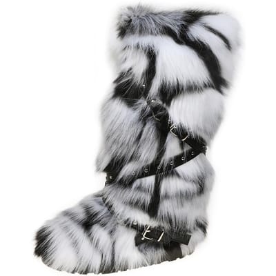 Winterlaarzen Dames Faux Fur Sneeuwlaarzen Warme Platform Lange Laarzen Schattige Pluche Overknee Hoge Laarzen Y2K Meisjes Outdoor Furry Schoenen 38 gray