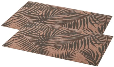 Secret de Gourmet tafel placemats Palm Tree - Set van 4x stuks - grijs/bruin - linnen mix - 45 x 30 cm - Onderleggers