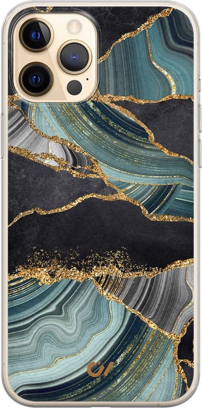 Hoesje geschikt voor Apple iPhone 12 - Marble Jade Stone - - Multi - Apple - Casevibes