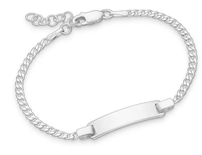Joy|S - Zilveren armband - graveerarmband voor kinderen - plaat 6 mm - gourmet schakel - leeftijd 1 tot 3 jaar - maat: zie omschrijving