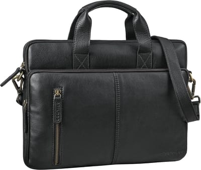 Slim Leren Laptop Tas 15.6 Inch voor Heren - Zakelijke Aktetas voor Kantoor en Reizen