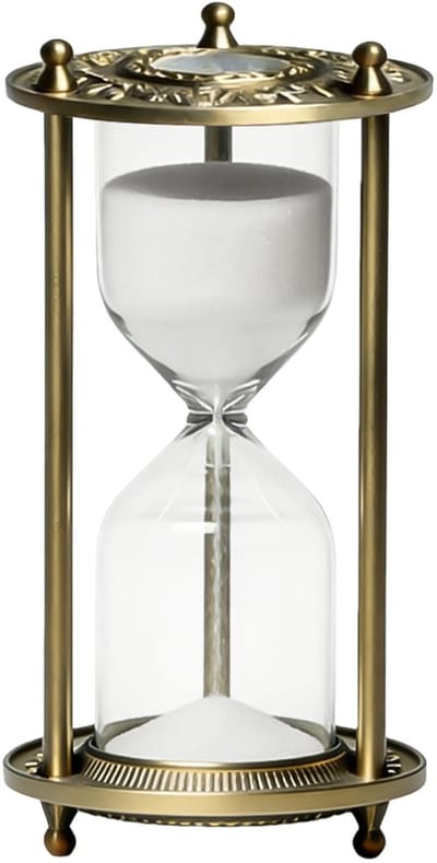 Dailygoods- Zandloper 15 Minuten - Messing Gouden Frame - Antiek Decoratief - Borosilicaatglas - Perfect Cadeau - 23 x 13 x 16 cm - Timer