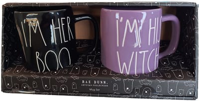 Rae Dunn - mokken set 2 - Lazy Bones - Bone to be - halloween mok - mok xl - halloween decoratie - halloween - cadeau - spook - heks