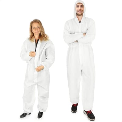 Famanu – Set van 2 beschermpakken wit – Met ritssluiting en capuchon – Voor 160–200 cm