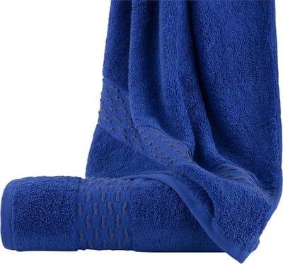 Homéé badlaken golf jacquard 550g. m² 70x140cm 100% katoen badstof set van 2 stuks royal blauw