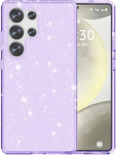Casemania Hoesje Geschikt voor Samsung Galaxy S25 Ultra - Paars - Glitter Back Cover
