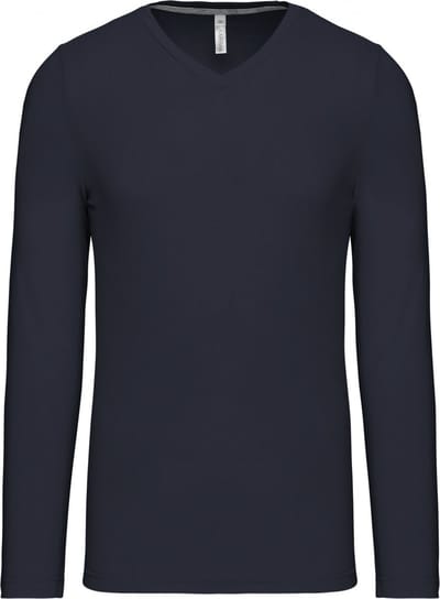 Kariban Herenshirt met lange mouwen en V-hals Navy - S