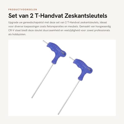 Dailygoods- Inbussleutel T-handvat - Inbussleutelset - CR-V Staal - Duurzaam Gereedschap - Mechanische Reparatie - Ergonomische Grip - Sleutelset