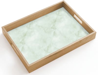 Dienblad hout 40x30 cm - Schootdienblad - Groen - Marmer - Vloeiende aders - Borrelplank rechthoek - Plateau dienbladen