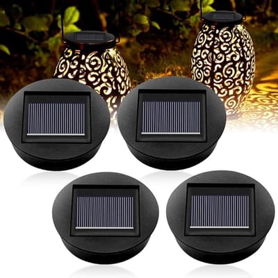 Vervangende Solarlampen - 4 stuks - 8 cm - Solar Buitenlamp - Buiten & Tuin sensor - Solar Tuinverlichting - Zonnelampen - Vervangende zonnelampmodule - Voor tuinverlichting hangende lantaarns tuin terras - Zwart