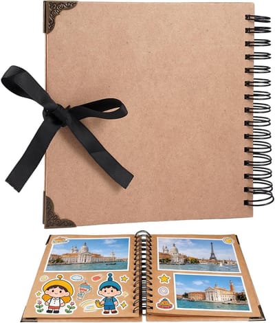 DIY Fotoalbum 20.5 x 20.5 cm met 40 Bruine Pagina's, Spiral Binding voor Scrapbooking en Herinneringen, Perfect voor Verjaardagen en Bruiloften