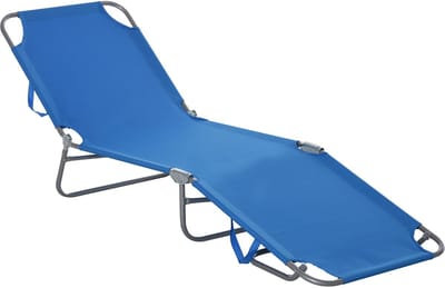 Killogood Ligstoel - opvouwbaar - verstelbare rugleuning - roestvrij metalen frame - 187 x 55 x 24 - blauw