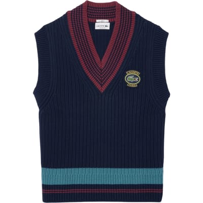 Lacoste Unisex gebreid vest voor volwassenen met embleem (Marine)
