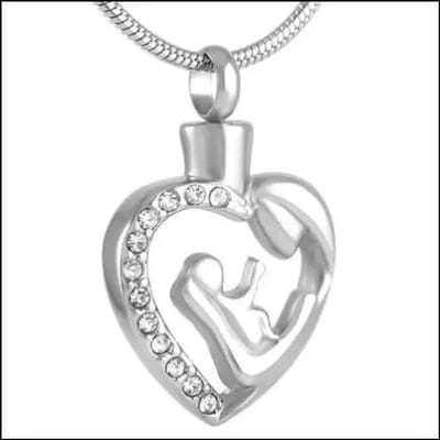 Aramat Jewels | Gedenkhangers | Stalen Ashanger Moeder – 14 Modellen Hart & Emaille Gedenksieraad | Moeder en kind-3x2mm | |20mm | Staal | Volwassenen | Verkleurd niet