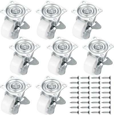 8 Zwenkwielen met Rem - 40 mm Draaibare Meubelwielen voor Zware Lasten