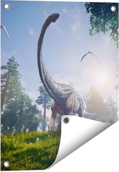 Gards Tuinposter Diplodocus Dinosauri�r in het Bos - 40x50 cm - Tuindoek - Tuindecoratie - Wanddecoratie buiten - Tuinschilderij