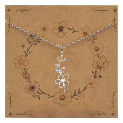 Bixorp Geboortebloem Ketting Mei / Meidoorn - Zilverkleurig Roestvrij Staal - Bloem Cadeau voor Dames & Meisjes