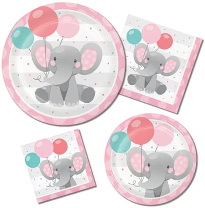 16 servetten roze babyolifant