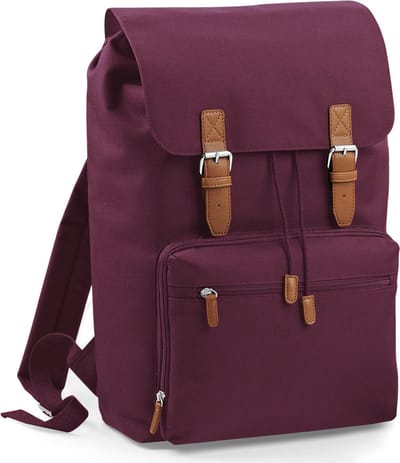 Bagbase Vintage rugzak/rugtas - bordeaux rood - 30 x 17 x 49 cm - Schooltas - Laptoptas/boekentas