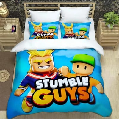 3D Patronen Spel Cartoon Stumble-guys Beddengoed Sets exquise beddengoed set dekbedovertrek dekbedset Luxe Verjaardagscadeau Huishoudtextiel EU Single 135x200cm