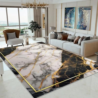 Luxe Marmer Grote Vloerkleden voor Woonkamer Decoratie Bank Zwart Goud Tapijt Decoratie Huis Salontafels Mat Antislip Slaapkamer Vloerkleden 160*200cm