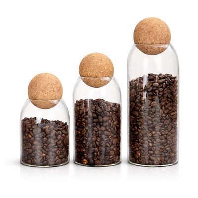 ZoeZo Glazen Voorraadpotten Set 3-delig - Keuken Opbergpotten - Voorraadpotten glas met deksel - Opslagpotten - Met Kurkbal - BPA-vrij - Luchtdicht - 500 ml/800 ml/1200 ml