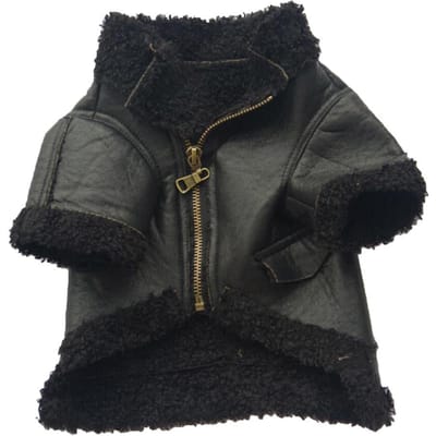 Hondenleren Jas Cool Winter Warm Honden Huisdier Kleding voor Thuis Buiten en Feesten black