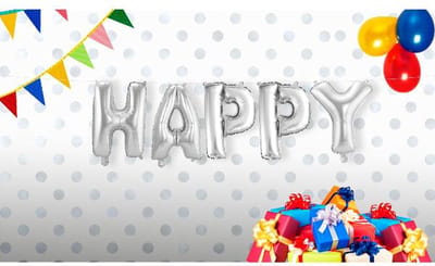 Folat - Folieballon 'Happy' Zilver - 36cm